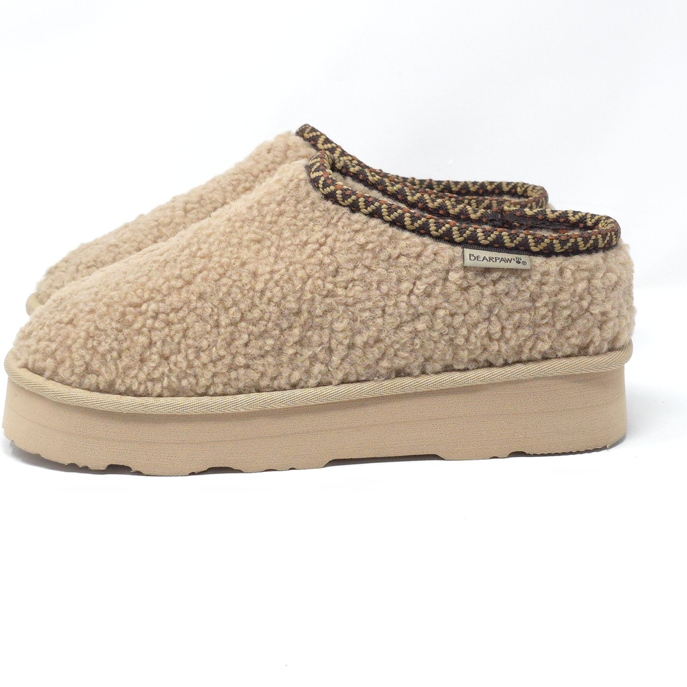 BEARPAW Snuggle Morris Youth Oat Sherpa Platform Clog Size 7Y - Picture 3 of 8